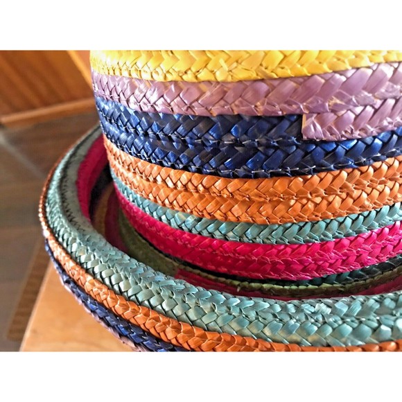 Rainbow Straw Pork Pie Hat Unisex Fedora Fun Casual Gay Pride Colorful - Picture 3 of 9